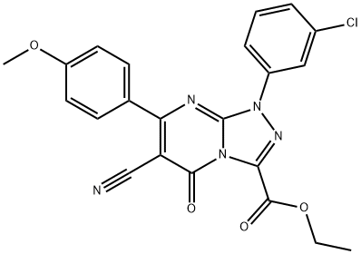 ethyl 1-(3-chlorophenyl)-6-cyano-7-(4-methoxyphenyl)-5-oxo-1,5-dihydro[1,2,4]triazolo[4,3-a]pyrimidine-3-carboxylate Struktur