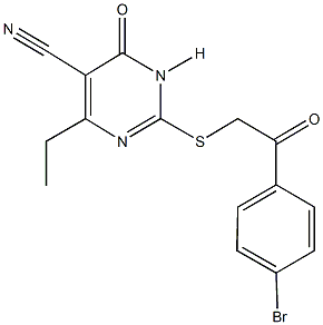 2-{[2-(4-bromophenyl)-2-oxoethyl]sulfanyl}-4-ethyl-6-oxo-1,6-dihydro-5-pyrimidinecarbonitrile Struktur