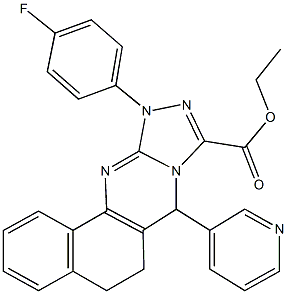 ethyl 11-(4-fluorophenyl)-7-(3-pyridinyl)-5,6,7,11-tetrahydrobenzo[h][1,2,4]triazolo[3,4-b]quinazoline-9-carboxylate Struktur