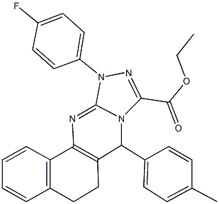 ethyl 11-(4-fluorophenyl)-7-(4-methylphenyl)-5,6,7,11-tetrahydrobenzo[h][1,2,4]triazolo[3,4-b]quinazoline-9-carboxylate Struktur