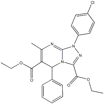 diethyl 1-(4-chlorophenyl)-7-methyl-5-phenyl-1,5-dihydro[1,2,4]triazolo[4,3-a]pyrimidine-3,6-dicarboxylate Struktur