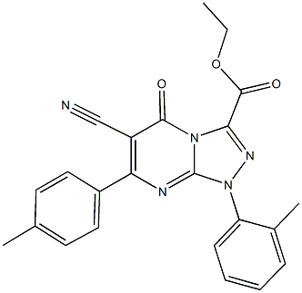 ethyl 6-cyano-1-(2-methylphenyl)-7-(4-methylphenyl)-5-oxo-1,5-dihydro[1,2,4]triazolo[4,3-a]pyrimidine-3-carboxylate Struktur