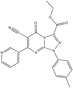 ethyl 6-cyano-1-(4-methylphenyl)-5-oxo-7-(3-pyridinyl)-1,5-dihydro[1,2,4]triazolo[4,3-a]pyrimidine-3-carboxylate Struktur