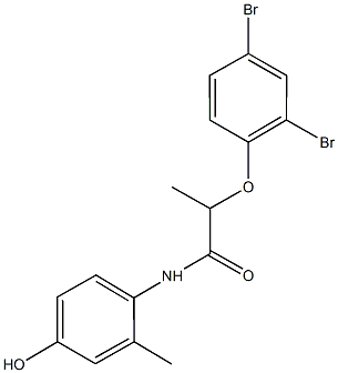 2-(2,4-dibromophenoxy)-N-(4-hydroxy-2-methylphenyl)propanamide Struktur