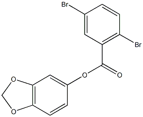 1,3-benzodioxol-5-yl 2,5-dibromobenzoate Struktur