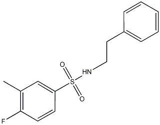 4-fluoro-3-methyl-N-(2-phenylethyl)benzenesulfonamide Struktur