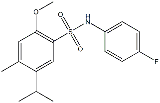 N-(4-fluorophenyl)-5-isopropyl-2-methoxy-4-methylbenzenesulfonamide Struktur