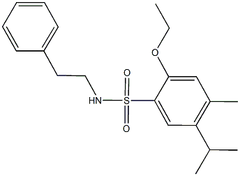 2-ethoxy-5-isopropyl-4-methyl-N-(2-phenylethyl)benzenesulfonamide Struktur