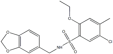 N-(1,3-benzodioxol-5-ylmethyl)-5-chloro-2-ethoxy-4-methylbenzenesulfonamide Struktur