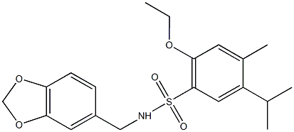 N-(1,3-benzodioxol-5-ylmethyl)-2-ethoxy-5-isopropyl-4-methylbenzenesulfonamide Struktur