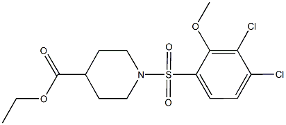 ethyl 1-[(3,4-dichloro-2-methoxyphenyl)sulfonyl]-4-piperidinecarboxylate Struktur