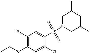 2,5-dichloro-4-[(3,5-dimethyl-1-piperidinyl)sulfonyl]phenyl ethyl ether Struktur