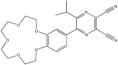 5-isopropyl-6-(2,3,5,6,8,9,11,12-octahydro-1,4,7,10,13-benzopentaoxacyclopentadecin-15-yl)-2,3-pyrazinedicarbonitrile Struktur