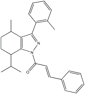 1-cinnamoyl-7-isopropyl-4-methyl-3-(2-methylphenyl)-4,5,6,7-tetrahydro-1H-indazole Struktur