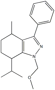 7-isopropyl-1-(methoxymethyl)-4-methyl-3-phenyl-4,5,6,7-tetrahydro-1H-indazole Struktur