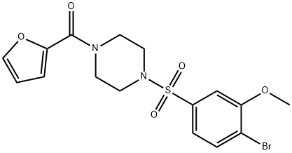 2-bromo-5-{[4-(2-furoyl)-1-piperazinyl]sulfonyl}phenyl methyl ether Struktur