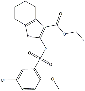 ethyl 2-{[(5-chloro-2-methoxyphenyl)sulfonyl]amino}-4,5,6,7-tetrahydro-1-benzothiophene-3-carboxylate Struktur