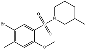 4-bromo-5-methyl-2-[(3-methyl-1-piperidinyl)sulfonyl]phenyl methyl ether Struktur