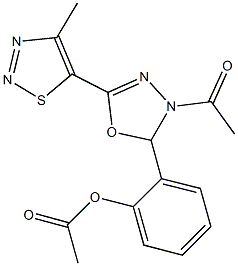 2-[3-acetyl-5-(4-methyl-1,2,3-thiadiazol-5-yl)-2,3-dihydro-1,3,4-oxadiazol-2-yl]phenyl acetate Struktur