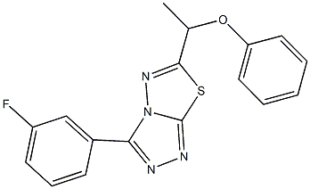 1-[3-(3-fluorophenyl)[1,2,4]triazolo[3,4-b][1,3,4]thiadiazol-6-yl]ethyl phenyl ether Struktur