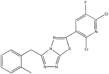 6-(2,6-dichloro-5-fluoro-3-pyridinyl)-3-(2-methylbenzyl)[1,2,4]triazolo[3,4-b][1,3,4]thiadiazole Struktur