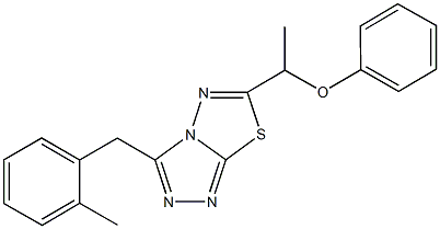 1-[3-(2-methylbenzyl)[1,2,4]triazolo[3,4-b][1,3,4]thiadiazol-6-yl]ethyl phenyl ether Struktur