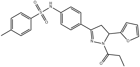 N-{4-[5-(2-furyl)-1-propionyl-4,5-dihydro-1H-pyrazol-3-yl]phenyl}-4-methylbenzenesulfonamide Struktur