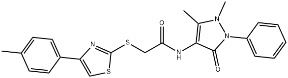 N-(1,5-dimethyl-3-oxo-2-phenyl-2,3-dihydro-1H-pyrazol-4-yl)-2-{[4-(4-methylphenyl)-1,3-thiazol-2-yl]sulfanyl}acetamide Struktur