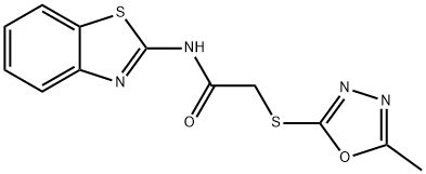 N-(1,3-benzothiazol-2-yl)-2-[(5-methyl-1,3,4-oxadiazol-2-yl)sulfanyl]acetamide Struktur