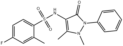 N-(1,5-dimethyl-3-oxo-2-phenyl-2,3-dihydro-1H-pyrazol-4-yl)-4-fluoro-2-methylbenzenesulfonamide Struktur