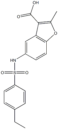 5-{[(4-ethylphenyl)sulfonyl]amino}-2-methyl-1-benzofuran-3-carboxylic acid Struktur