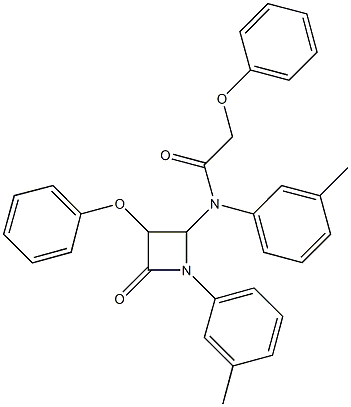 N-(3-methylphenyl)-N-[1-(3-methylphenyl)-4-oxo-3-phenoxy-2-azetidinyl]-2-phenoxyacetamide Struktur