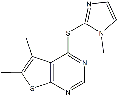 5,6-dimethylthieno[2,3-d]pyrimidin-4-yl 1-methyl-1H-imidazol-2-yl sulfide Struktur