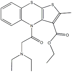 ethyl 4-[(diethylamino)acetyl]-2-methyl-4H-thieno[2,3-b][1,4]benzothiazine-3-carboxylate Struktur