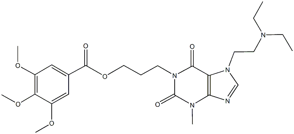 3-{7-[2-(diethylamino)ethyl]-3-methyl-2,6-dioxo-2,3,6,7-tetrahydro-1H-purin-1-yl}propyl 3,4,5-trimethoxybenzoate Struktur