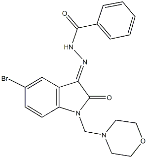 N'-[5-bromo-1-(4-morpholinylmethyl)-2-oxo-1,2-dihydro-3H-indol-3-ylidene]benzohydrazide Struktur