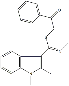 2-oxo-2-phenylethyl N,1,2-trimethyl-1H-indole-3-carbimidothioate Struktur