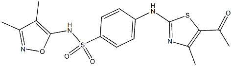 4-[(5-acetyl-4-methyl-1,3-thiazol-2-yl)amino]-N-(3,4-dimethyl-5-isoxazolyl)benzenesulfonamide Struktur