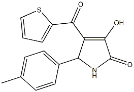 3-hydroxy-5-(4-methylphenyl)-4-(2-thienylcarbonyl)-1,5-dihydro-2H-pyrrol-2-one Struktur