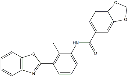 N-[3-(1,3-benzothiazol-2-yl)-2-methylphenyl]-1,3-benzodioxole-5-carboxamide Struktur