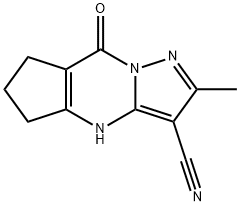 4H-?Cyclopenta[d]?pyrazolo[1,?5-?a]?pyrimidine-?3-?carbonitrile, 5,?6,?7,?8-?tetrahydro-?2-?methyl-?8-?oxo- Struktur