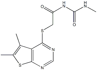 N-{[(5,6-dimethylthieno[2,3-d]pyrimidin-4-yl)sulfanyl]acetyl}-N'-methylurea Struktur