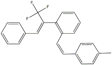 1-[2-(4-methylphenyl)vinyl]-2-[2-phenyl-1-(trifluoromethyl)vinyl]benzene Struktur