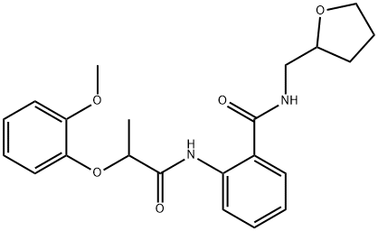 2-{[2-(2-methoxyphenoxy)propanoyl]amino}-N-(tetrahydro-2-furanylmethyl)benzamide Struktur