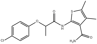 2-{[2-(4-chlorophenoxy)propanoyl]amino}-4,5-dimethyl-3-thiophenecarboxamide Struktur