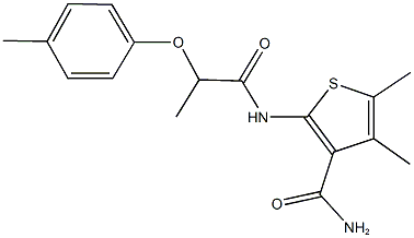 4,5-dimethyl-2-{[2-(4-methylphenoxy)propanoyl]amino}-3-thiophenecarboxamide Struktur