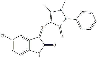 5-chloro-3-[(1,5-dimethyl-3-oxo-2-phenyl-2,3-dihydro-1H-pyrazol-4-yl)imino]-1,3-dihydro-2H-indol-2-one Struktur