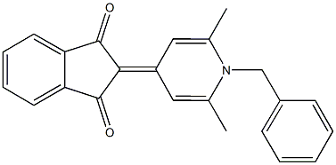 2-(1-benzyl-2,6-dimethyl-4(1H)-pyridinylidene)-1H-indene-1,3(2H)-dione Struktur