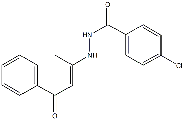 4-chloro-N'-(1-methyl-3-oxo-3-phenyl-1-propenyl)benzohydrazide Struktur