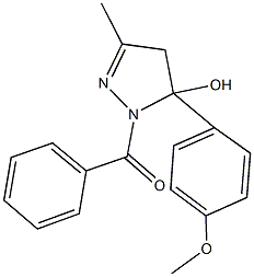 1-benzoyl-5-(4-methoxyphenyl)-3-methyl-4,5-dihydro-1H-pyrazol-5-ol Struktur